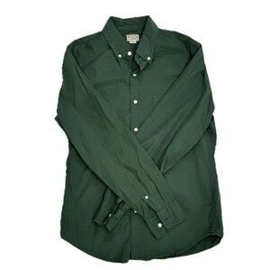 J.Crew Men’s Button-Down Shirt - Medium, Green & Blue Check